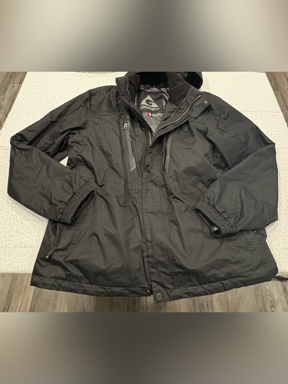 Gerry Men's 3-in-1 Black Hooded Winter Ski Jacket Coat Size XL READ DESCRIPTION